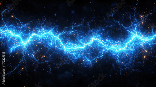 Blue electrical lightning energy in space background for visual effects