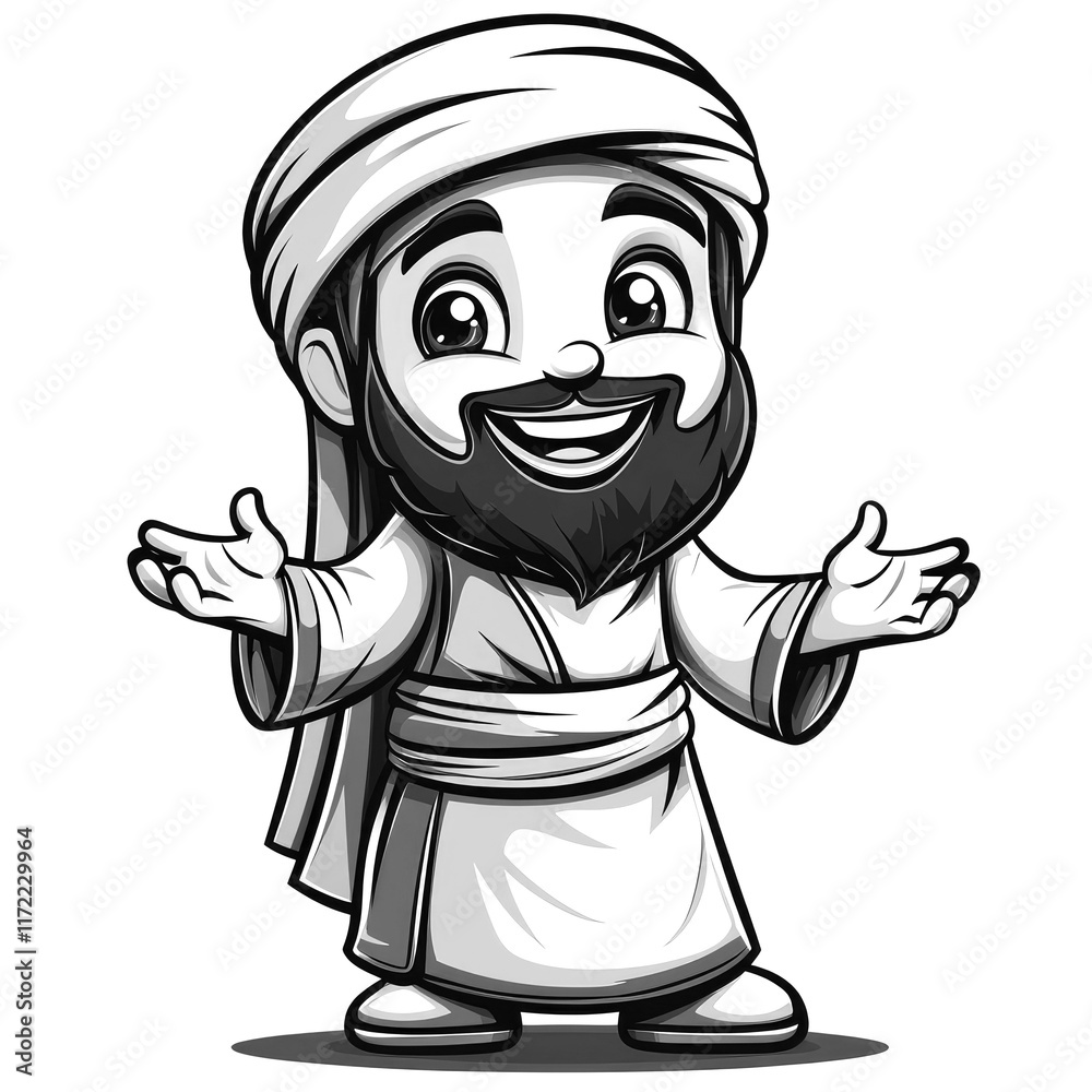 Obraz premium Smiling Cartoon Muslim Man
