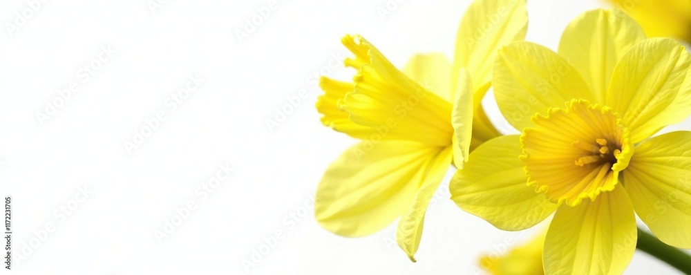 Fototapeta premium Yellow forsythia flowers isolated on white background, spring, white