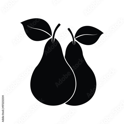 pears silhouette vector with white background.eps
