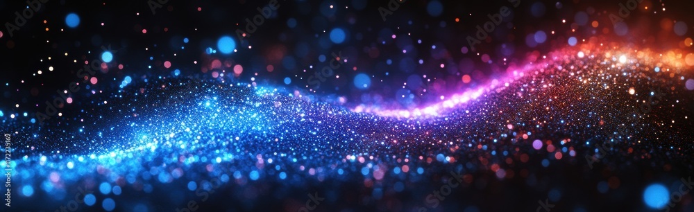 Fototapeta premium A colorful, swirling line of glittery dots