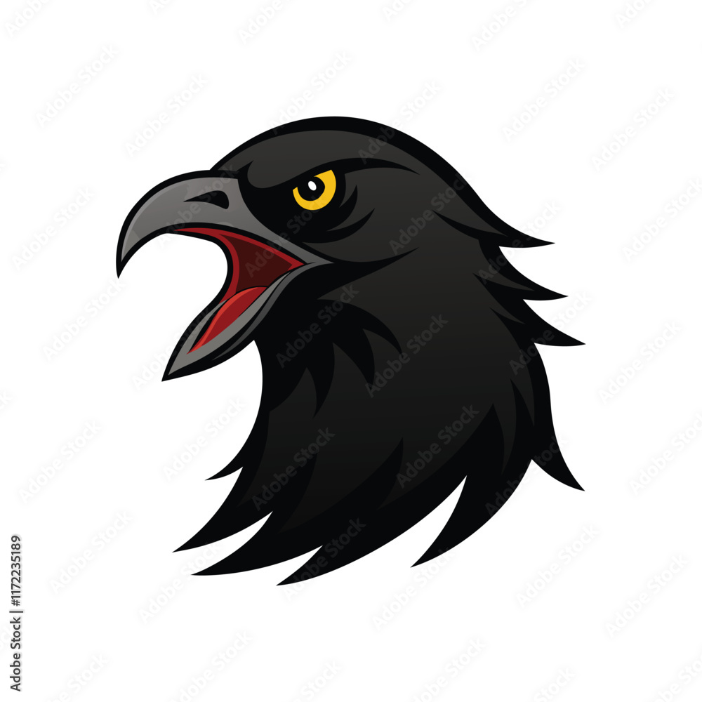 Fototapeta premium screaming black crow on a white background.eps