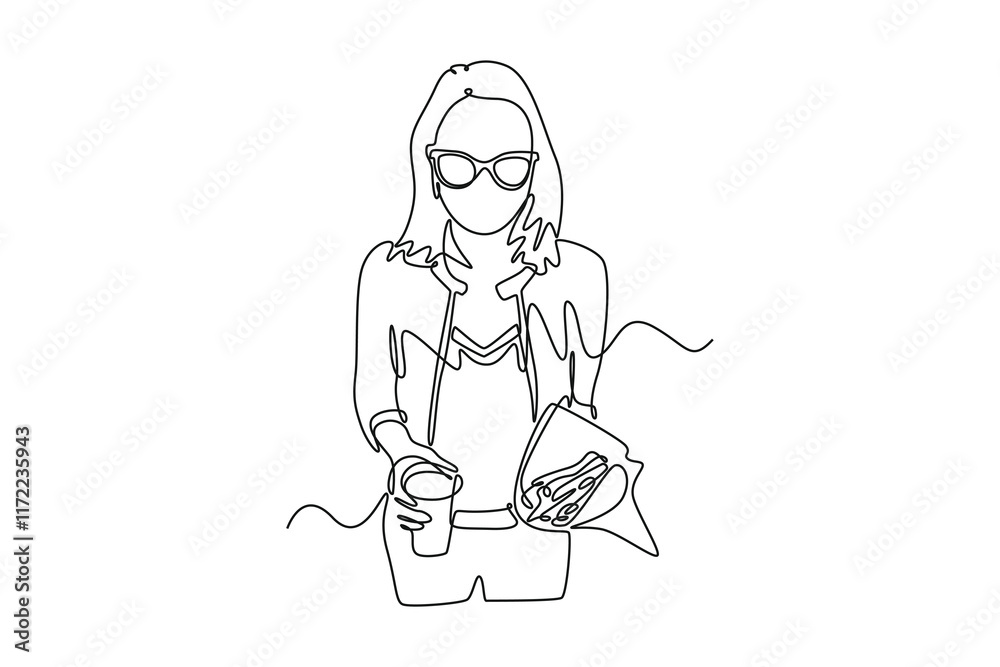 Street food festival. Market concept. Single line draw design vector graphic illustration. Street food festival. Market concept. Single line draw design vector graphic illustration.