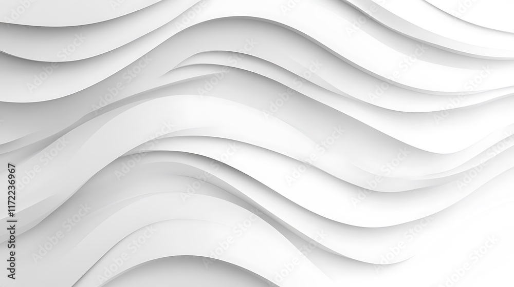Obraz premium Abstract White Wavy Layers Design Background