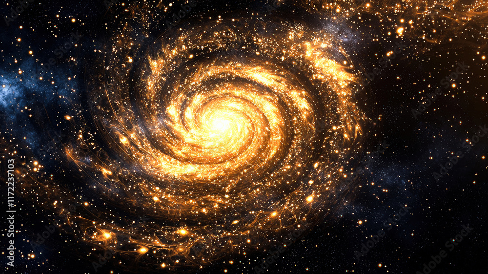 A mesmerizing golden spiral galaxy design featuring intricate glowing lines, beautifully set against a dark cosmic background, evoking a sense of wonder and the vastness of space.
A mesmerizing golden spiral galaxy design featuring intricate glowing lines, beautifully set against a dark cosmic background, evoking a sense of wonder and the vastness of space.