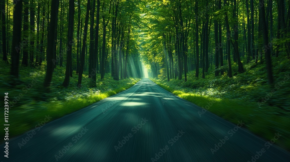 Obraz premium A road with trees on either side