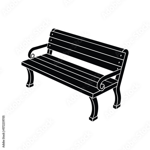 wooden benches silhouette vector icon 01.eps