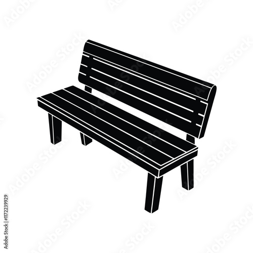 wooden benches silhouette vector icon.eps