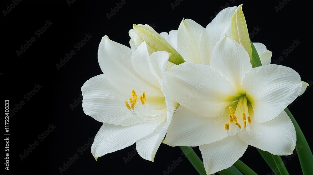 Naklejka premium Elegant White Lilies on Dark Background