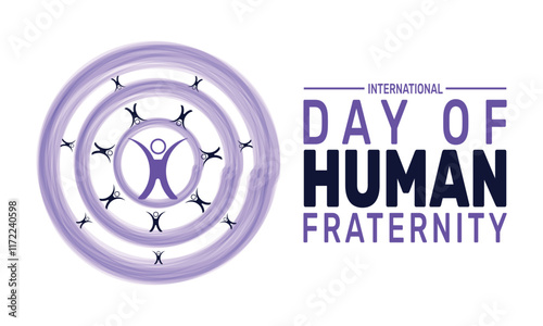 February is International Day of Human Fraternity  background template. Perfect for banners, cards, posters, and social media .Vector design with text inscription and classic color for a professional 