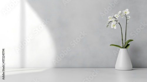 Wallpaper Mural White Orchids in a Modern White Vase Against a Wall Torontodigital.ca