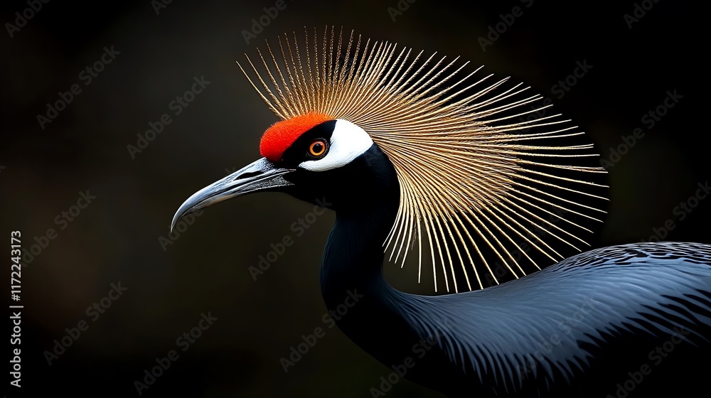 Fototapeta premium Colorful Bird With Striking Plumage Perched Elegantly Against a Dark Background