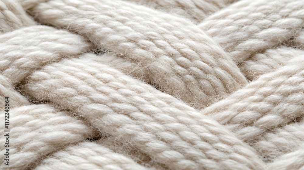 Close-up of Textured Natural Wool Rope in a Beautiful Braided Pattern Showcasing Softness and Warmth Ideal for Textile and Interior Design Projects Close-up of Textured Natural Wool Rope in a Beautiful Braided Pattern Showcasing Softness and Warmth Ideal for Textile and Interior Design Projects