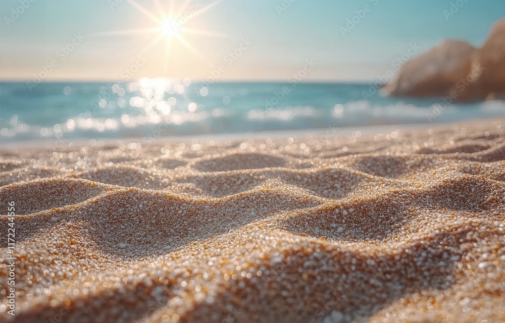 The beach is empty and the sun is shining brightly The beach is empty and the sun is shining brightly