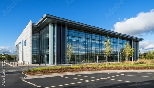 Wallpaper Mural Modern glass building with a sleek design and surrounding landscaped area. Torontodigital.ca