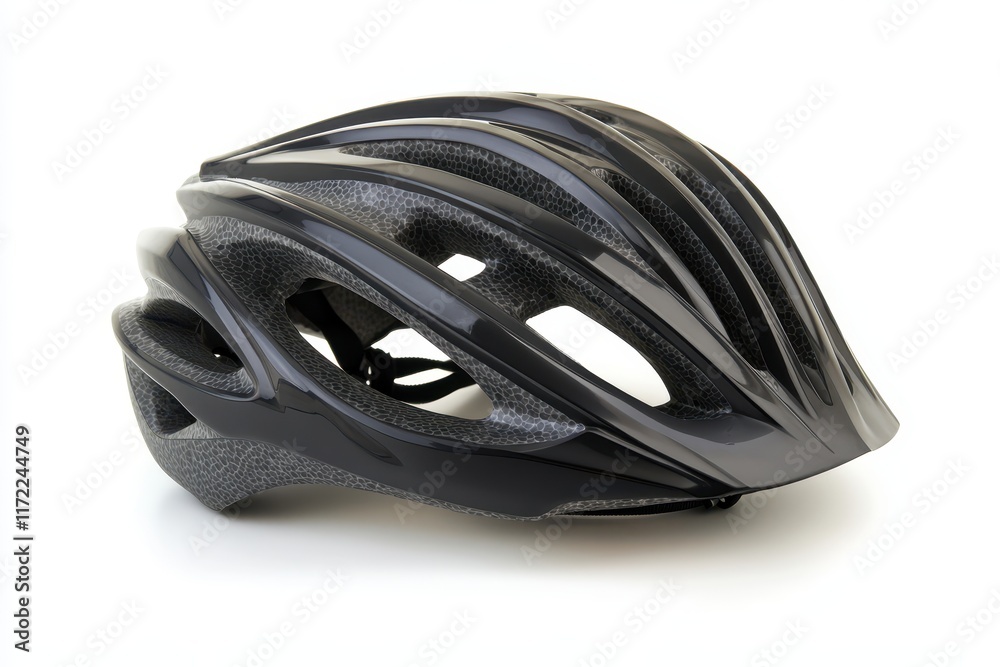 Sleek Black Helmet on White Background Sleek Black Helmet on White Background