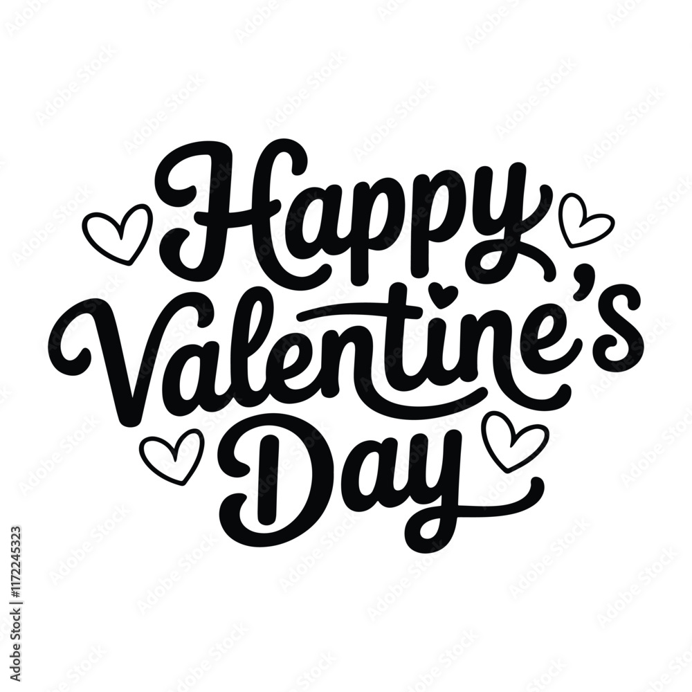 Obraz premium Happy Valentine's Day vector lettering inscription. handwriting Happy Valentine's Day text isolated on a white background. Happy Valentine's Day typography illustration sticker. 