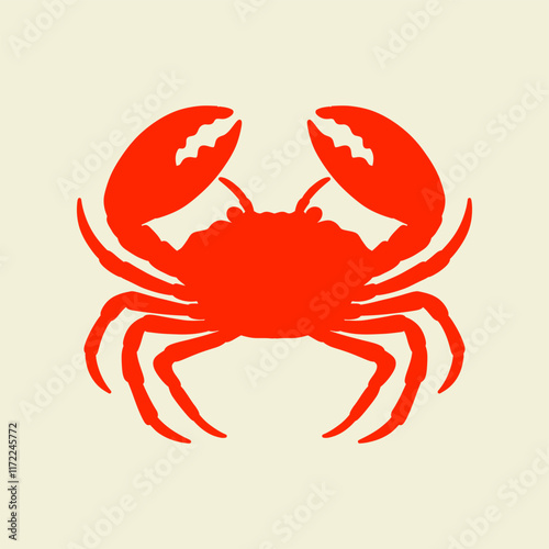 red crab silhouette isolated on color background. seafood logo, mascot, icon