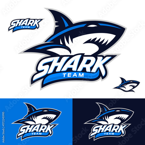 Blue Sharks Sports Team Logo Vector