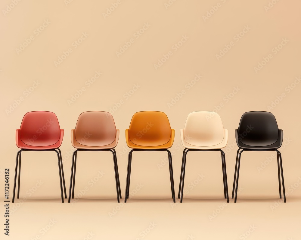 Obraz premium home decor minimalism. Stackable chairs with a minimalist aesthetic, designed for easy storage and multifunctional use in tight spaces