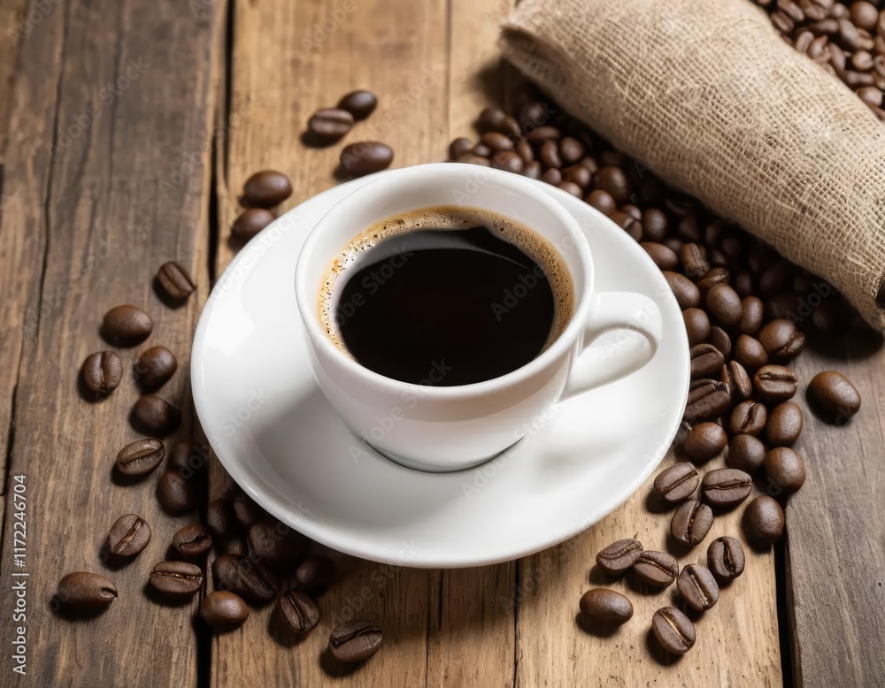 Fototapeta premium cup of coffee with beans