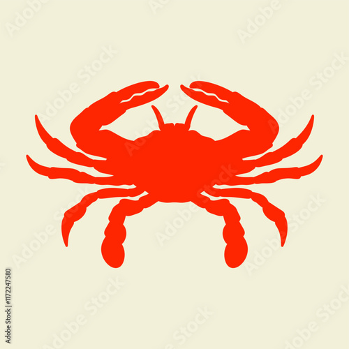 red crab silhouette isolated on color background. seafood logo, mascot, icon