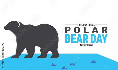 February is International Polar Bear Day background template. Perfect for banners, cards, posters, and social media .Vector design with text inscription and classic color for a professional look