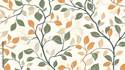 Elegant Leaf Pattern with Soft Colors on a Light Background