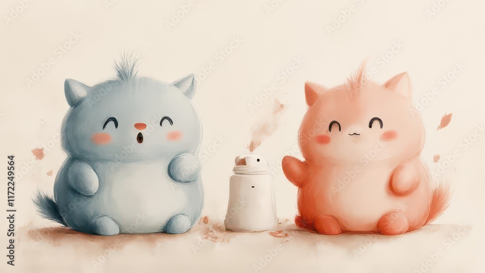 Cute cats autumn leaves background illustration. Cute cats autumn leaves background illustration.