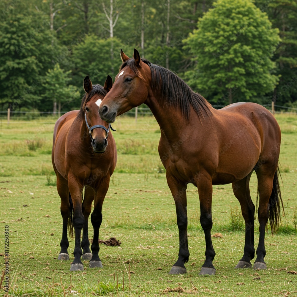 Red Horse with in field against sky Red Horse with in field against sky