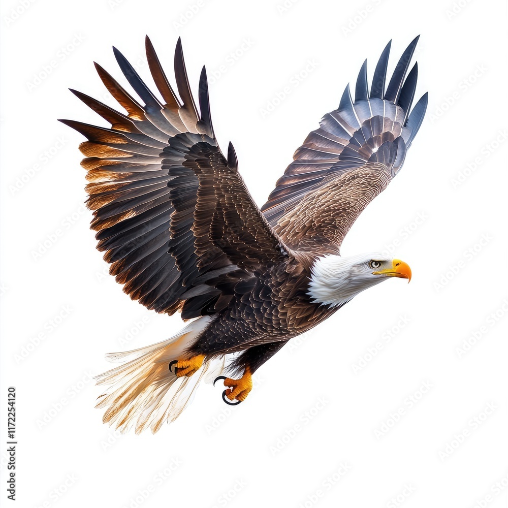 A majestic eagle in flight, showcasing its powerful wings and distinctive features. A majestic eagle in flight, showcasing its powerful wings and distinctive features.