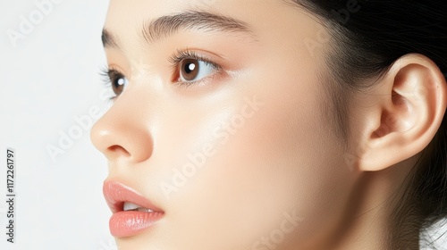 Wallpaper Mural Striking pink lips, captivating closeup beauty portrait against white backdrop Torontodigital.ca