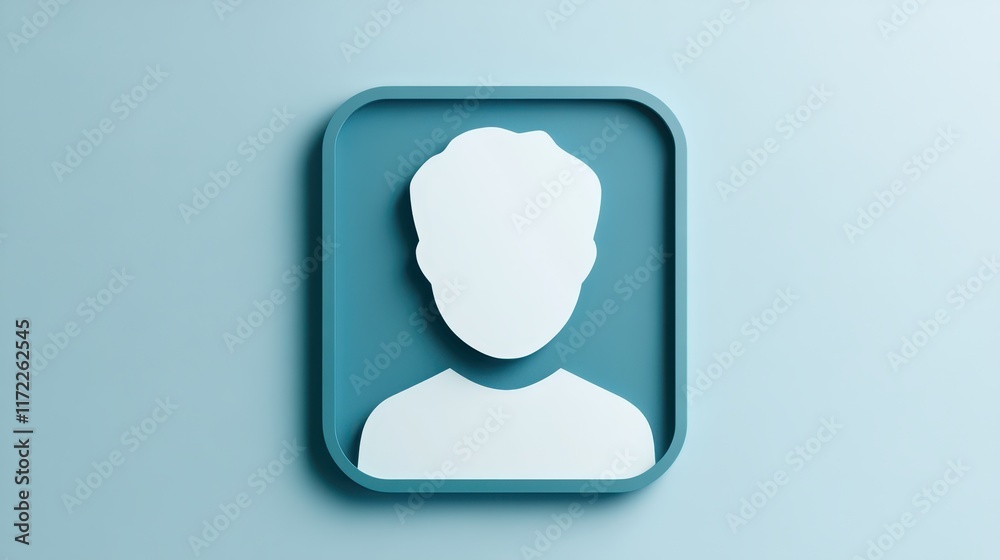 Blue and white icon of a man's face, modern minimalist design for digital applications Blue and white icon of a man's face, modern minimalist design for digital applications