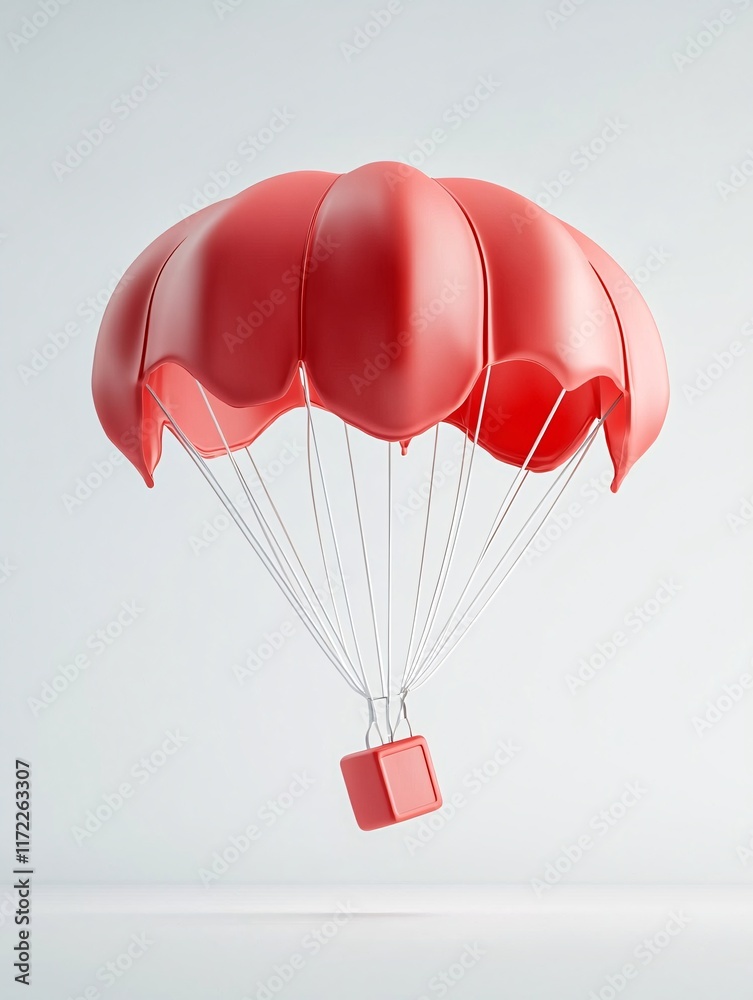 Obraz premium Concept of falling interest rates with a parachute failing to open, economic risk visualization