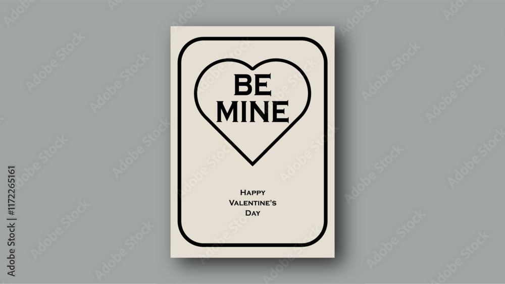 Minimalist Valentine's Day Card with Bold 'Be Mine' Typography Minimalist Valentine's Day Card with Bold 'Be Mine' Typography
