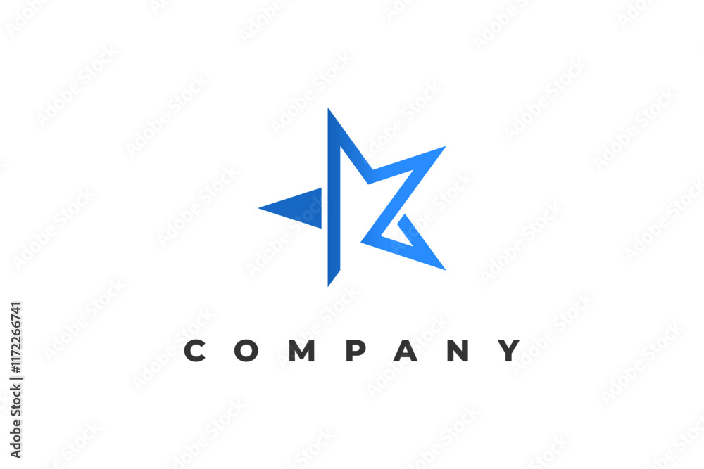 letter k and star modern tech logo letter k and star modern tech logo