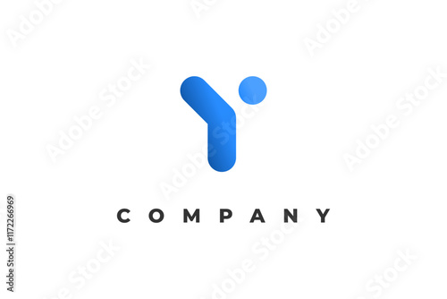 letter y blue bubble minimal logo