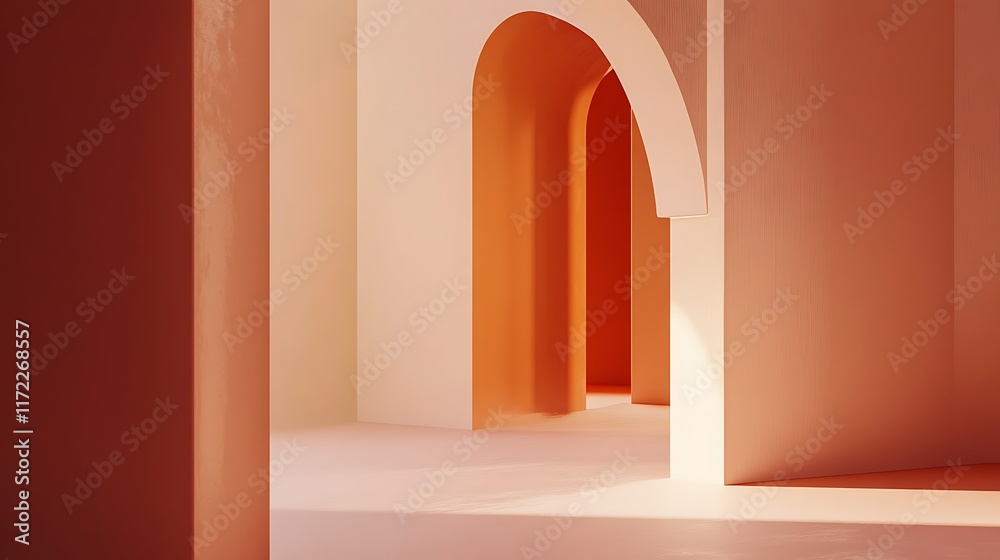 Fototapeta premium Abstract Architectural Render Orange And Beige Walls
