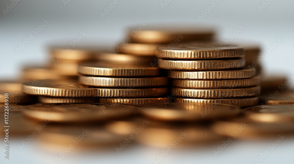 Close-up of Stacked Copper Coins: A Symbol of Wealth and Financial Security Close-up of Stacked Copper Coins: A Symbol of Wealth and Financial Security