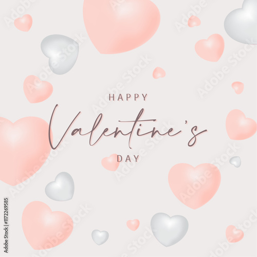 valentine card with heart balloons