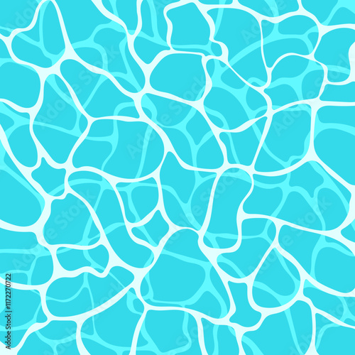 Clear Water Surface Top View With Sunlight Reflection. Blue Water Ripple Background,