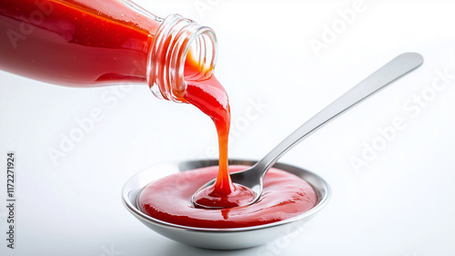 pouring tomato sauce ketchup bottle
