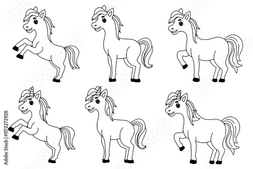 set of horse and unicorn animal design