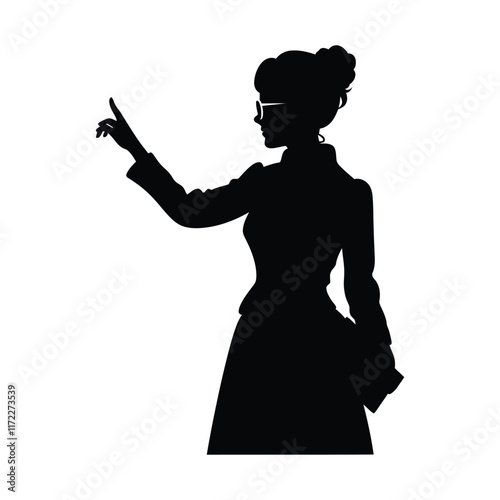 Female teacher vector art silhouette