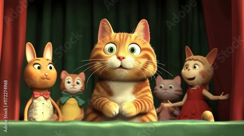Wallpaper Mural Ginger Cat's Curious Gaze: A Charming Animated Scene Torontodigital.ca