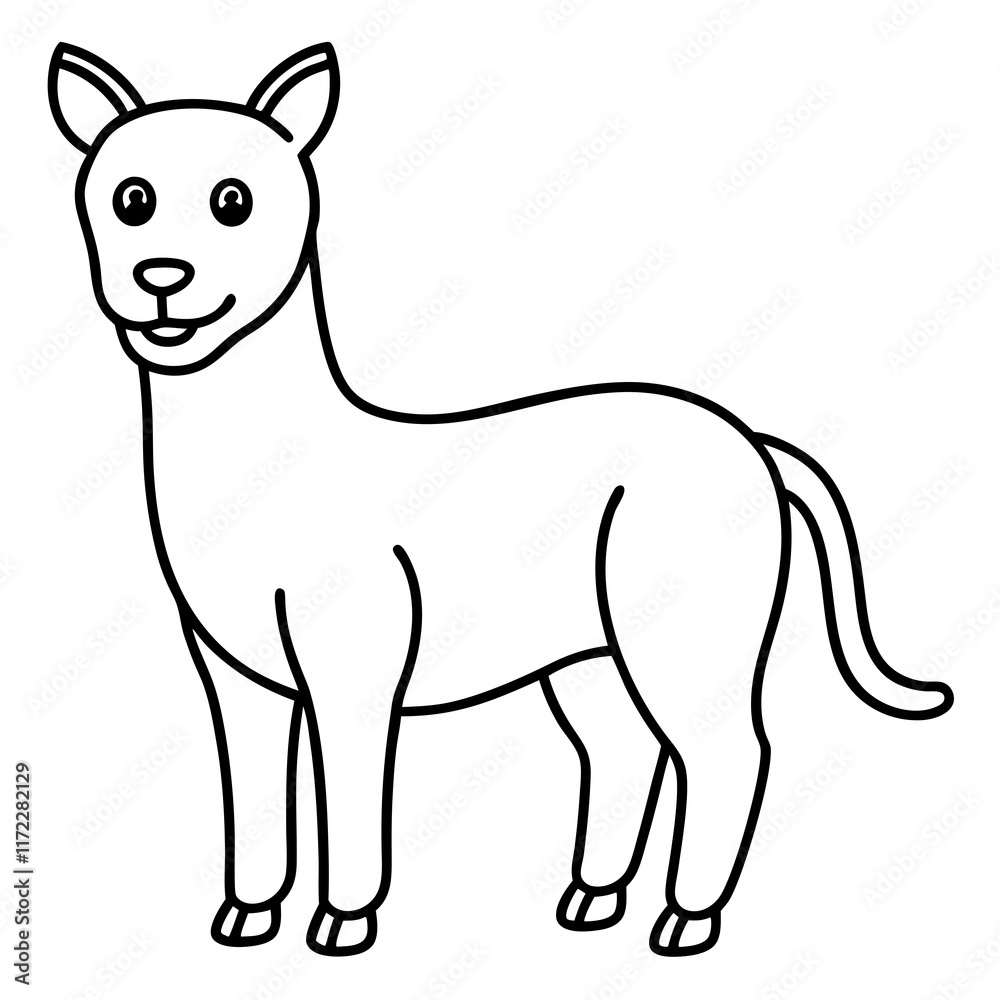 Fototapeta premium funny and cute animals line art vector illustration 