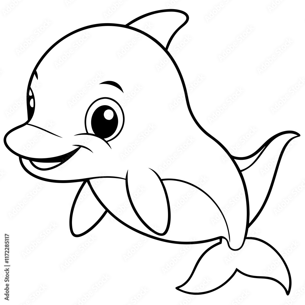 Obraz premium Cute Dolphin Vector | Free Cartoon Dolphin Illustration Download 