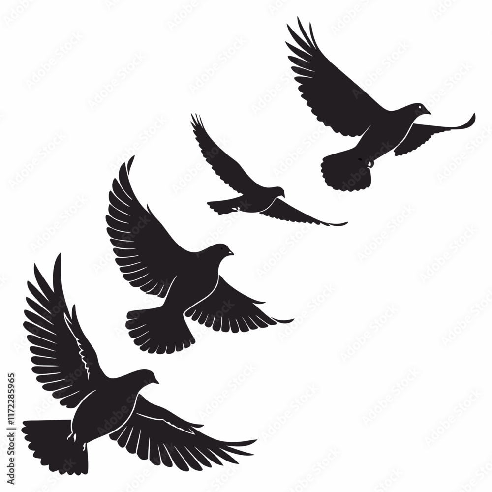 Obraz premium vector illustration of a flying birds