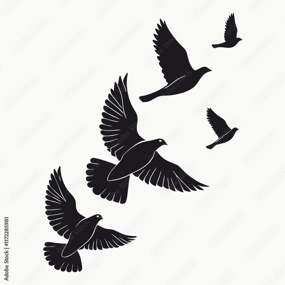 Obraz premium vector illustration of a flying birds