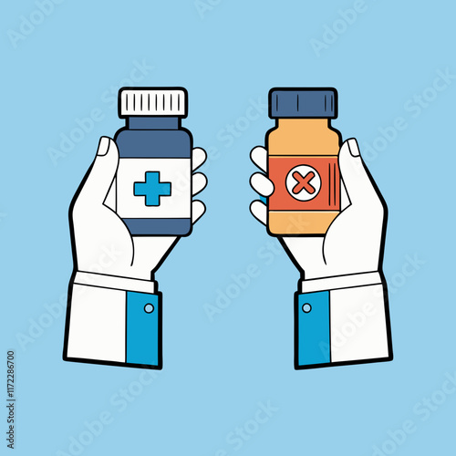 Pharmaceutical Concept Illustration | Right vs Wrong Medicine Choice
